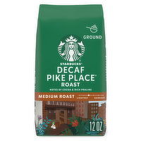 Starbucks Ground Coffee, Decaf Pike Place Roast, Medium Roast, 12 Ounce