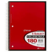 Top Flight Notebook, 5 Subject, College Rule, 180 Sheets, 1 Each