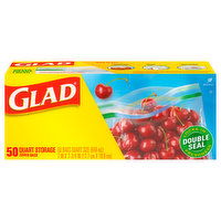 Glad Zipper Bags, Storage, Quart, 50 Each