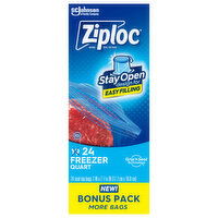 Ziploc Seal Top Bags, Freezer, Quart, Bonus Pack, 24 Each