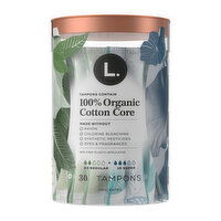 L. Organic Cotton Cotton Tampons Regular/Super Absorbency, 30 Each