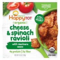 HappyTot Organics Cheese & Spinach Ravioli, with Marinara Sauce, Organic, 4.5 Ounce