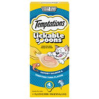 Temptations Cat Treats, Savory Salmon & Tempting Tuna Flavor, Lickable Spoons, 4 Each