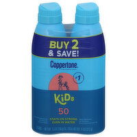 Coppertone Sunscreen Spray, Kids, Broad Spectrum SPF 50, 2 Each