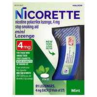 Nicorette Stop Smoking Aid, 2 mg, Mini Lozenge, Mint, 3 Each