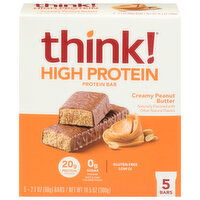 Think! High Protein Creamy Peanut Butter Protein Bar, 5 Each