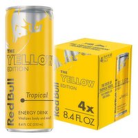 Red Bull Yellow Edition Energy Drink, Tropical, 80mg Caffeine, 8.4 fl oz, 4 Each