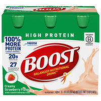 Boost Nutritional Drink, Balanced, High Protein, Creamy Strawberry Flavor, 6 Each