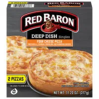 Red Baron Pizza, Deep Dish, Four Cheese, Singles, 2 Each