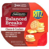 Sargento Balanced Breaks,  Pepper Jack & Colby-Jack/Ritz Mini Crackers, Cheese & Crackers, 3 Pack, 3 Each