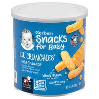 Gerber Snacks for Baby Baked Grain Snack, Mild Cheddar, Lil' Crunchies, Crawler (8+ Months), 1.48 Ounce