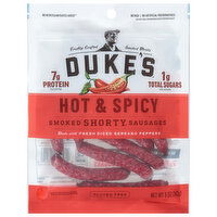 Duke's Shorty Sausages, Hot & Spicy, Smoked, 5 Ounce