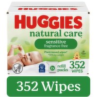 Huggies Natural Care Natural Care Sensitive Baby Wipes, Unscented, 2 Refill Packs (, 352 Each