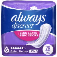 Always Discreet Pads, Extra Heavy Absorbency, Long Length, 28 Each