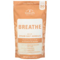 Village Naturals Therapy Bath Soak, Epsom Salt + Bubbles, 2 in 1, Breathe, Lemon Mint, 36 Ounce