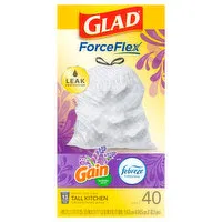 Glad ForceFlex Drawstring Bags, Tall Kitchen, Lavender Scent, 13 Gallon, 40 Each