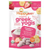 HappyBaby Organics Greek Yogis, Organic, Strawberry Banana, Crawling Baby, 1 Ounce