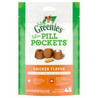 Greenies Pill Pockets Treats for Cats, Chicken Flavor, Feline, 1.6 Ounce