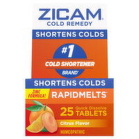 Zicam Rapidmelts Cold Remedy, Quick Dissolve Tablets, Citrus Flavor, 25 Each