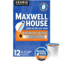 Maxwell House Breakfast Blend Light Roast K-Cup Coffee Pods, 12 Each
