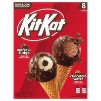 Kit Kat Frozen Dairy Dessert Cones, Wafer with Fudge/Chocolate Wafer, 8 Each