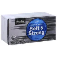 Essential Everyday Facial Tissues, Soft & Strong, Premium White, 2-Ply, 210 Each