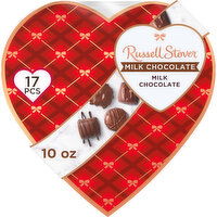 Russell Stover Valentine's Day Red Foil Heart Assorted Milk & Dark Chocolate Gift Box, 10 Ounce