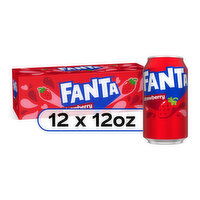 Fanta Strawberry Soda Fruit Flavored Soft Drink, 12 Each