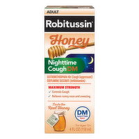 Robitussin Nighttime Cough, DM, Maximum Strength, Honey, Adult, 4 Ounce