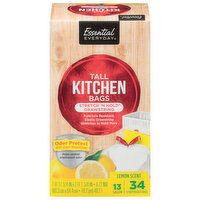 Essential Everyday Kitchen Bags, Stretch 'N Hold Drawstring, Lemon Scent, 13 Gallon, Tall, 34 Each