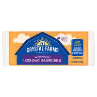 Crystal Farms Cheese, Extra Sharp Cheddar, Wisconsin, 8 Ounce