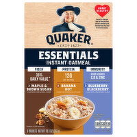 Quaker Essentials Fiber/Protein/Immunity Maple Brown Sugar/Banana Nut/Blueberry Blackberry Instant Oatmeal, 6 Each