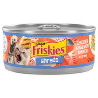 Friskies Cat Food, Chicken & Salmon Dinner in Gravy, Shreds, 5.5 Ounce