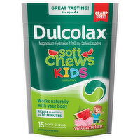 Dulcolax Saline Laxative, 1200 mg, Soft Chews, Watermelon, Kids, 15 Each