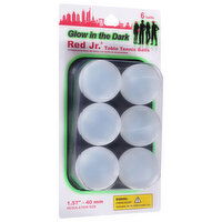 Red Jr Table Tennis Balls, Glow in the Dark, 6 Each