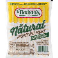 Nathan's Beef Franks, Uncured, 10 Ounce