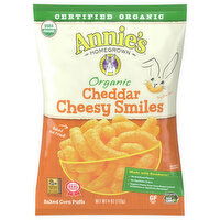 Annie's Homegrown Baked Organic Cheddar Cheesy Smiles Corn Puffs, 4 Ounce