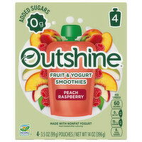 Outshine Smoothies, Fruit & Yogurt, Peach Raspberry, 4 Each