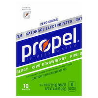 Propel Electrolyte Water Beverage Mix, Zero Sugar, Kiwi Strawberry, 10 Each