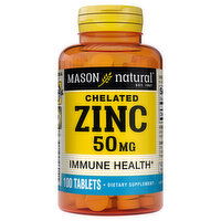 Mason Natural Zinc, Chelated, Immune Health, 50 mg, Tablets, 100 Each