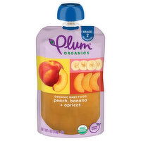 Plum Organics Stage 2 Organic Baby Food Peach, Banana + Apricot 4oz Pouch, 4 Ounce