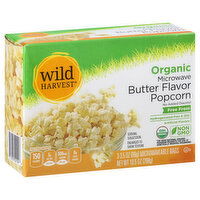 Wild Harvest Microwave Popcorn, Organic, Butter Flavor, 3 Each