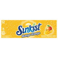 Sunkist Soda, Mango Orange, 12 Pack, 12 Each