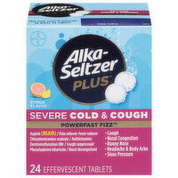 Alka-Seltzer Plus PowerFast Fizz Severe Cold & Cough, Effervescent Tablets, Citrus Flavor, 24 Each