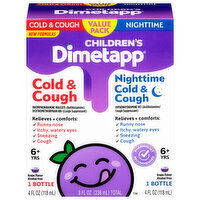 Dimetapp Cold & Cough/Nighttime Cold & Cough, Children's, Grape Flavor, Value Pack, 2 Each