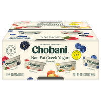 Chobani Yogurt, Greek, Non-Fat, Blended, Snack Size, Family Variety 8 Pack, 8 Each