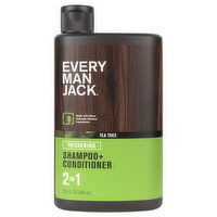 Every Man Jack Shampoo + Conditioner, Tea Tree, Thickening, 2 in 1, 13.5 Fluid ounce