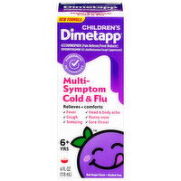 Dimetapp Cold & Flu, Red Flavor, 6+ Yrs, Children's, Multi-Symptom, 4 Fluid ounce