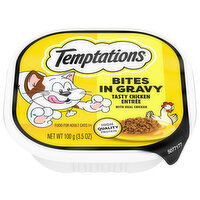 Temptations Food for Cats, Bites in Gravy, Tasty Chicken Entree with Real Chicken, Adult 1+, 3.5 Ounce