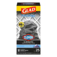 Glad ForceFlex Drawstrings Bags, Large Trash, Multipurpose, Mountain Air, 30 Gallon, 25 Each